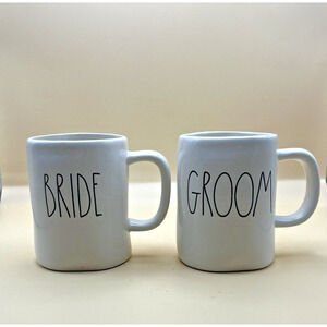 RAE DUNN Artisan Collection by Magenta “BRIDE”AND “GROOM” Ceramic Mugs Set